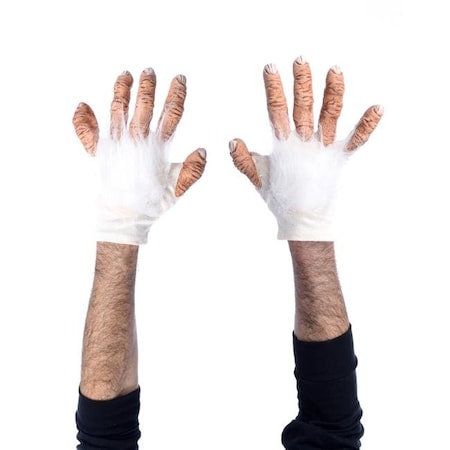 Zagone G1035 White Albino Gorilla Primate Or Yeti Costume Latex Hand Gloves